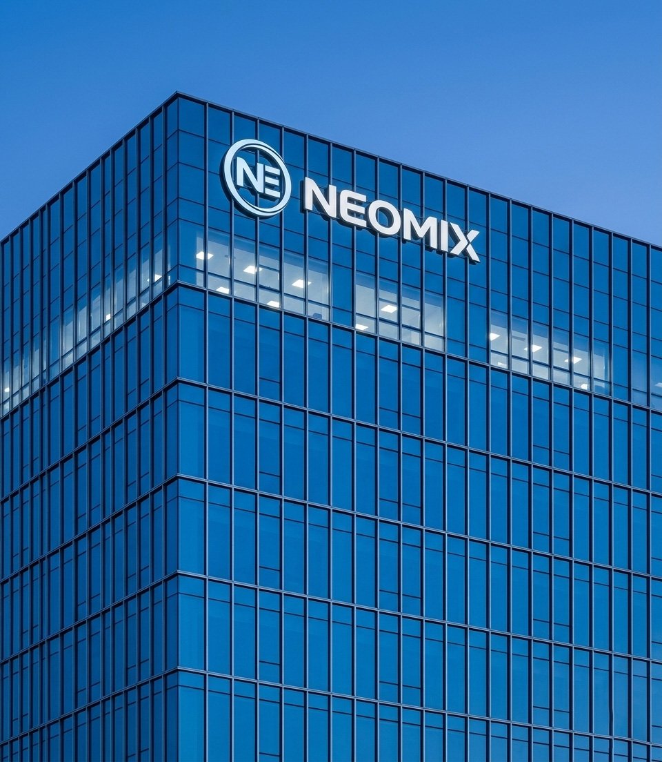 Neomix Technology headquarters building in Shenzhen, a leading smart eyewear ODM and manufacturing factory.